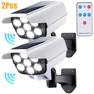 1-2Pack 77LED 태양 모션 센서 LED 빛 야외 더미 카메라 무선 보안 홍수 빛 방수 램프 홈 정원