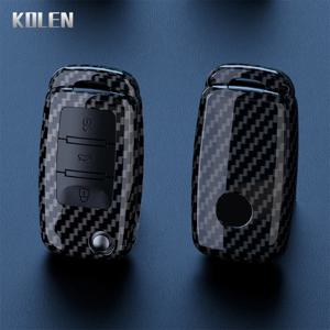 ABS 탄소 섬유 자동차 키 케이스 커버 셸 폭스 바겐 폴로 골프 Passat 비틀 Tiguan 좌석 Leon Altea Skoda Octavia Kodiaq