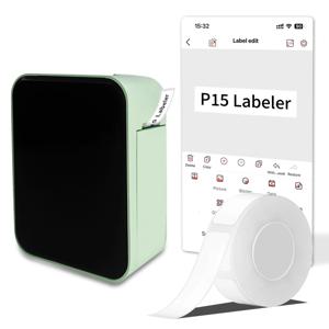 휴대용 미니 라벨 프린터 P15 라벨 메이커 무선 블루투스 스티커 프린터 열 라벨링 기계 인쇄 이름 가격 태그