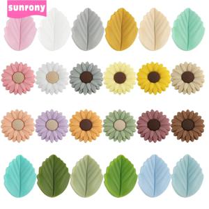 Sunrony 10pcs 쥬얼리에 대 한 미니 잎 꽃 실리콘 구슬 식품 학년 DIY 젖꼭지 체인 목걸이 액세서리 아기 장난감 만들기