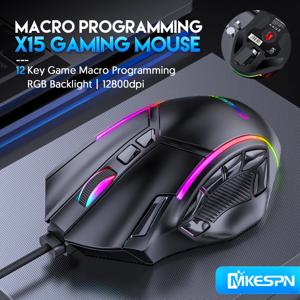 12800 인치 당 점 프리 웨이트 매크로 RGB 게임용 마우스 12 프로그래밍 가능한 키 게임 마우스 RGB 라이트 최대 6 레벨 pc mac gun PUBG 노트북