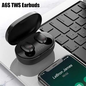 Bluetooth 5.0 무선 헤드폰 A6S TWS 소음 차단 스포츠 이어폰 모든 스마트 폰용 HiFi 스테레오 터치 컨트롤 이어 버드