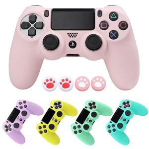 플레이 스테이션 4 컨트롤러 스킨 PS4 게임 패드 케이스 (조이스틱 그립 캡 포함) 용 부드러운 실리콘 보호 컨트롤 커버