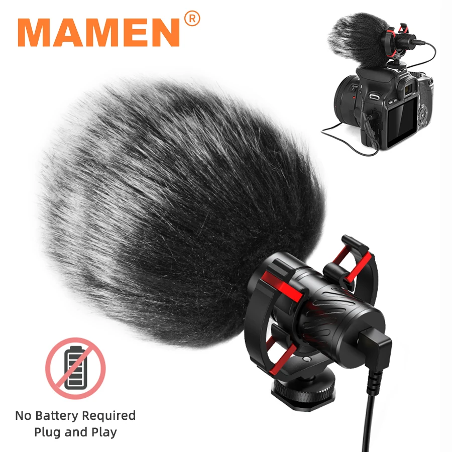 MAMEN 전문 샷건 마이크 Vlog 팟캐스트 Canon Nikon 카메라 폰 인터뷰 녹음용 Microfone 카디오이드 픽업
