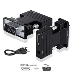 PC 노트북 TV 박스 프로젝터 HD 1080P VGA-HDMI 호환 변환기 용 3.5mm 오디오 케이블이있는 VGA 어댑터에 HDMI 호환