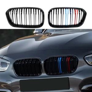 BMW 1 시리즈 F20 F21 2016 2017 용 1 쌍 전면 그릴 광택 블랙 신장 그릴 교체 레이싱 앞 범퍼 그릴