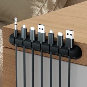 케이블 주최자 관리 와이어 홀더 유연한 USB 케이블 와인 더 마우스 키보드 이어폰 보호대에 대한 깔끔한 실리콘 클립