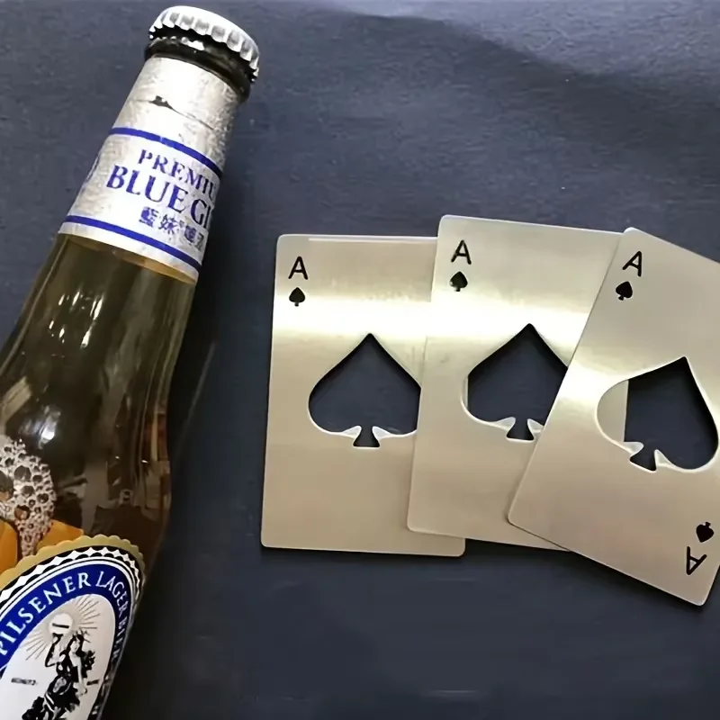1pc 포커 모양의 강철 맥주 병따개, 던지기 연습을 위한 야외 숨겨진 포커
