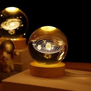 선물 축제 USB LED 야간 조명, 은하 수정 구슬 램프, 3D 행성 달 램프, 가정 장식