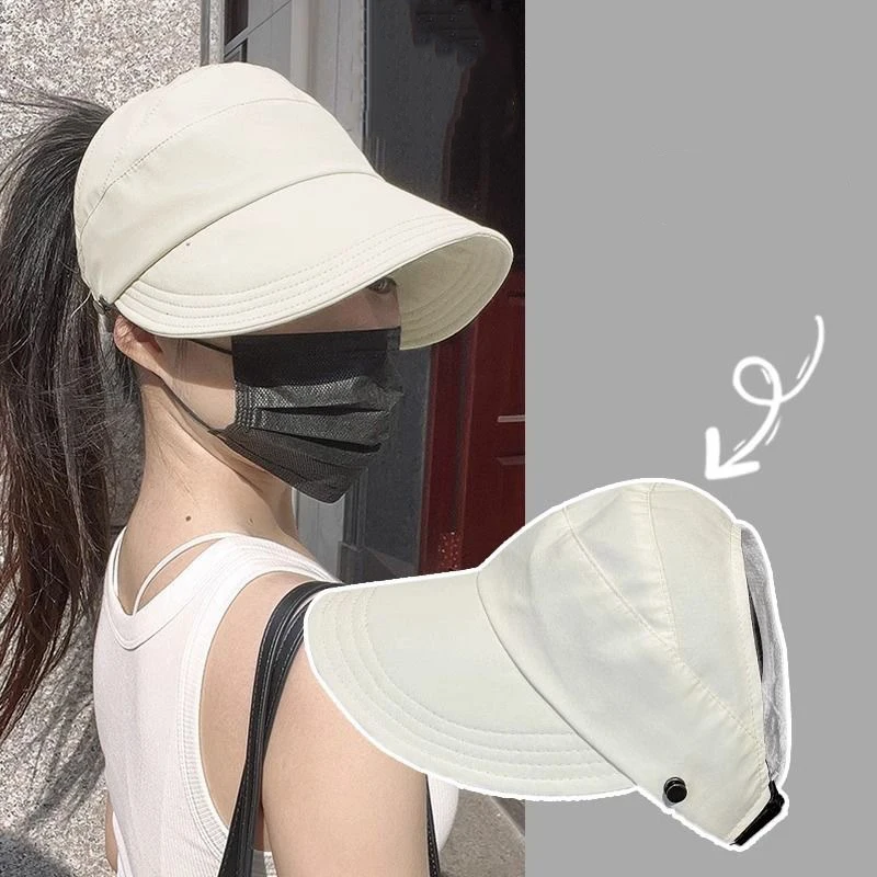 빠른 건조 모자 여름 빈 모자 여성 업그레이드는 마스크를 걸 수 있습니다 야외 바이저 얇은 빠른 건조 선 스크린 모자