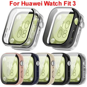 강화 유리 + 화웨이 시계 용 케이스 Fit 3 범퍼 풀 커버 시계 화면 보호기 Correa Huawei Fit3 PC 쉘 새로운 액세서리
