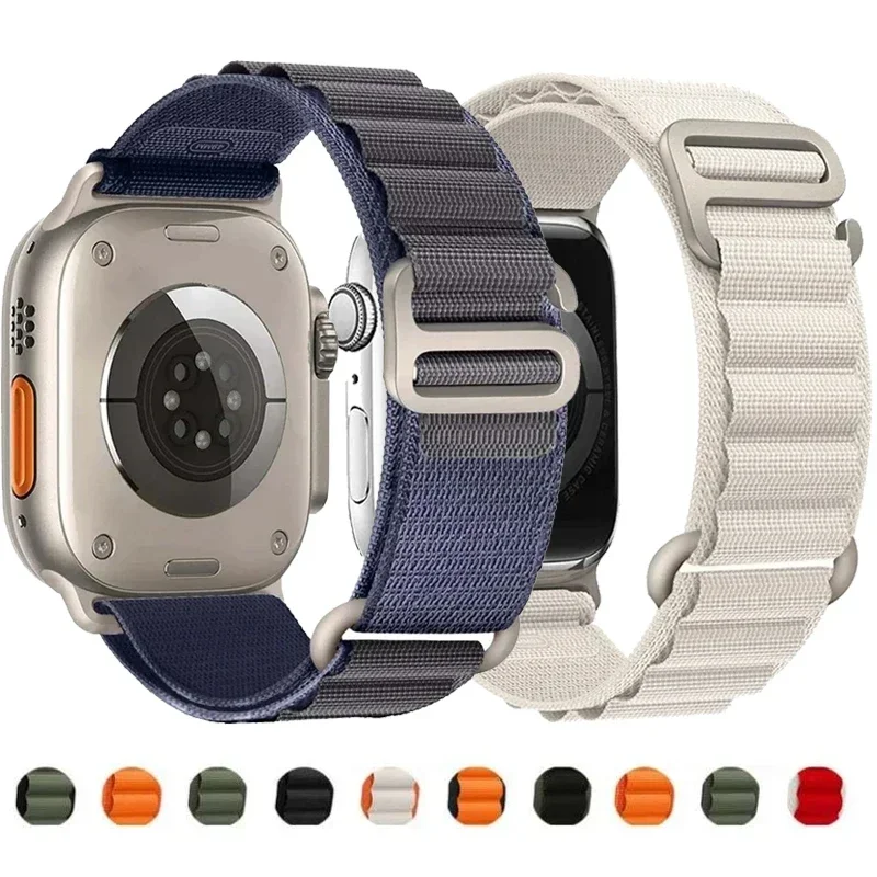 애플 워치용 알파인 루프 나일론 밴드, 금속 G 후크 팔찌, 49mm, 45mm, 41mm, 44mm, 40mm, 42mm, 38mm, iWatch Ultra 34, 5 SE, 6, 7, 8