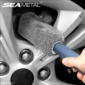 SEAMETAL 마이크로 화이버 자동차 바퀴 타이어 림 브러시 자동 휠 청소 도구 플라스틱 손잡이가있는 워시 타올 세차 액세서리