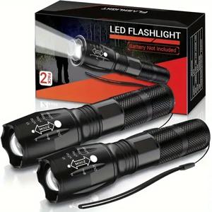 고전력 LED 손전등 5가지 모드 줌이 가능한 알루미늄 캠핑 토치 방수 야외 활동용 AAA 배터리 3개 사용 ﻿