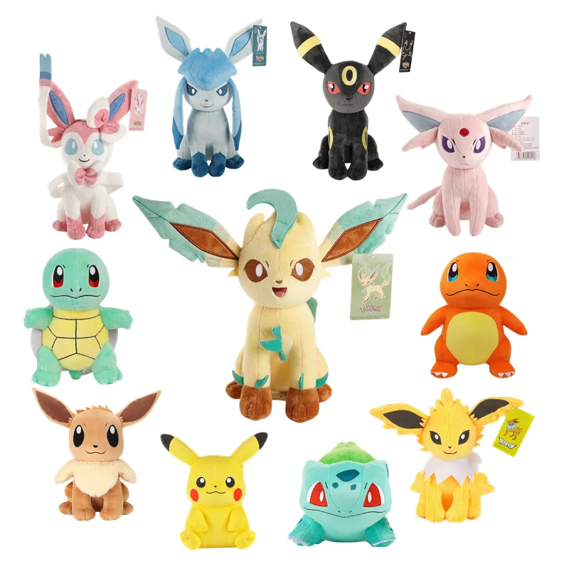 포켓몬 Eeveelution 플러시 물건 장난감 피카추 Sylveon Leafeonl Espeon Glaceon Umbreon 부드러운 플러시 만화 장난감 어린이 선물