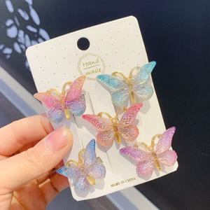 5pcs 귀여운 나비 헤어 클립 Kawaii 달콤한 머리핀 사이드 클램프 바레트 어린이 여성용 헤어 액세서리 Vivid Paper