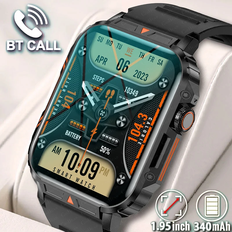 군사 야외 GPS 스포츠 스마트 시계 남자 1.95 인치 심박수 혈액 산소 블루투스 통화 SmartWatches 남자 안드로이드 IOS