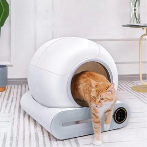 자동 스마트 고양이 쓰레기통, 완전 밀폐형 대형 고양이 변기 쓰레기통, 자체 청소 트레이, 65L