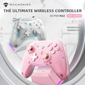 충전 도크가있는 MACHENIKE G5 Pro Max 게임 컨트롤러 스위치 PC 전화 용 RGB 무선 게임 패드 홀 효과 조이스틱 트리거