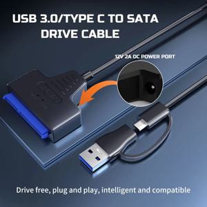USB 3.0 to SATA/C타입 케이블, USB to SATA III 드라이버 케이블, 지지대 2.5 인치, 6Gbps HDD SSD 하드 드라이브, 22 핀 어댑터