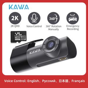 자동차 용 2K 대시 캠 DVR 레코더 전면 대시 카메라 KAWA D5 비상 비디오 녹화 EN,RU,FR,JP 음성 제어 WiFi APP 모니터