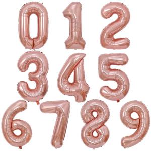 1 Pcs 32 인치 미국 버전 로즈 골드 번호 풍선 생일 파티 장식 풍선 디지털 알루미늄 호일 풍선