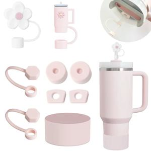 스탠리 컵용 9pcs 유출 방지 스토퍼 세트 6pcs 유출 방지 스토퍼 10mm 빨대용 2pcs 밀짚 커버 캡 1pcs 실리콘 부츠