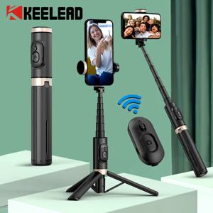 블루투스 무선 핸드 헬드 셀카 스틱 삼각대 Huawei iPhone 13 Pro Max Xiaomi Phone Live 용 리모콘이있는 확장 가능한 모노 포드