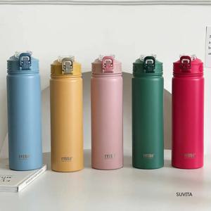 TYESO 600ML/750ML 보온병 물병 (밀짚 포함) 스테인레스 스틸 자동차 열 스포츠 컵은 추위와 열 열 여행 머그잔을 유지합니다
