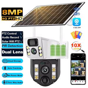 Sorveglianza 야외 원격 카메라, 스마트 홈 보안 보호, 태양 전지 패널, CCTV IP 무선, 와이파이 카메라, 4G Lte, 8MP, 나이트 비전