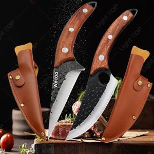 1pcs 스테인레스 스틸 필렛 본딩 나이프 전문 요리사의 주방 나이프 단조 고기 식칼 생선 슬라이스 나이프 나무 손잡이
