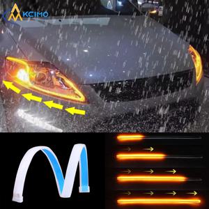12V LED 자동차 주간 러닝 라이트 유연한 방수 스트립 DIY 자동 헤드 라이트 흰색 회전 신호 브레이크 흐름 조명 자동차 스타일링