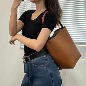 미디엄 리치 패턴 버킷 백, 소가죽 대용량 가방, 싱글 숄더, 휴대용 여성 가방, 가죽 틈새 디자인