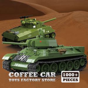 M4A3 중간 탱크 빌딩 블록 T34/76 장갑차 벽돌 모델 WW2 클래식 군사 장난감 성인 소년 어린이 크리스마스 선물 DIY