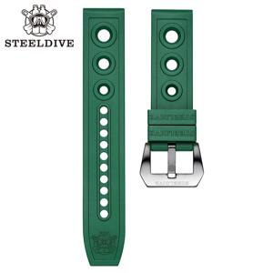 STEELDIVE 자동 기계식 스트랩 교체 시계 밴드 자동 다이브 시계 파란색 고무 스트랩 20/22mm