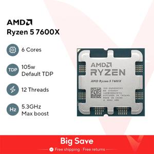 AMD RYZEN 5 7600X CPU 게이밍 프로세서, AMD R5 7600X, 6 코어 12 스레드, 5nm 38M 소켓, AM5, 선풍기 PC 게이머 캐시 없음, 신제품