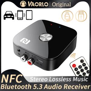 VAORLO T68 NFC 블루투스 5.3 오디오 수신기 지원 USB U 디스크 재생 3.5mm AUX R/L RCA 스테레오 HIFI 무손실 음악 무선 어댑터 차량용 키트 스피커 증폭기 용 원격 제어(내장 200mAh 배터리)