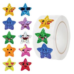 500PCS/Roll 어린이를위한 다채로운 스타 스티커 보상 학교 교실 교사를위한 접착 스타 스티커 부모 DIY Craft