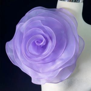 대형 장미 꽃 패치, 인공 수제 가슴 꽃 의류, 원피스 목 장식, 오간자 3D 꽃 코사지 액세서리