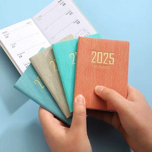 365 일 2025 휴대용 A7 포켓 플래너 Pu 커버 일일 주간 일정 노트북 달력 저널 학교 사무용품 의제
