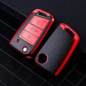 폭스 바겐 골프 7 MK7 Tiguan MK2 좌석 Ateca Leon FR 2 Ibiza For Skoda Octavia A7 용 가죽 TPU 자동차 키 케이스 보호 가방