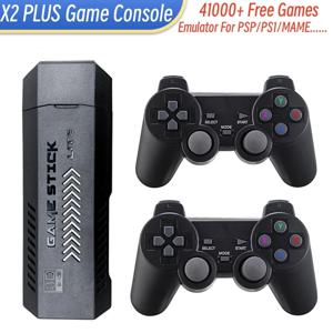 레트로 비디오 게임 콘솔 X2 플러스 게임 스틱, 41000 게임 포함, PSP, PS1, MAME용 에뮬레이터, 무선 컨트롤러 포함, X2 + 128G, 40 개 이상