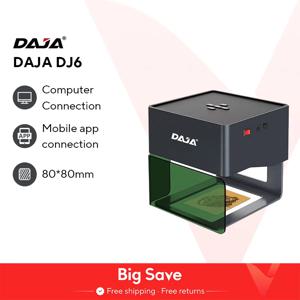 DAJA DJ6 미니 휴대용 레이저 조각기, DIY 블루투스 기계, 개 태그 종이 가죽 나무 플라스틱 로고 CNC 기계, 페인트