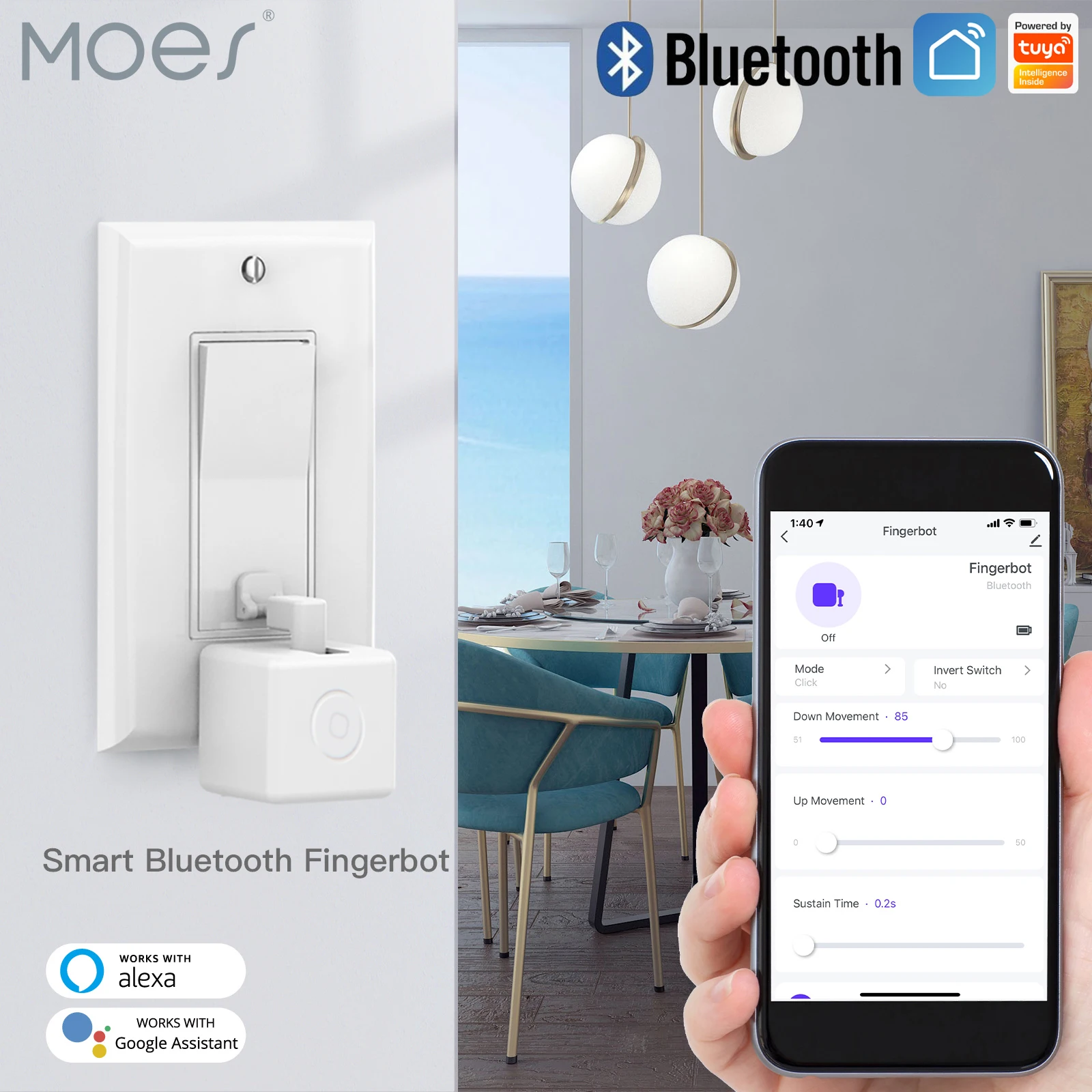 Moes Tuya 블루투스 Fingerbot 버튼 푸셔 핑거 로봇 스마트 라이프 앱 자동 스위치 음성 제어 Alexa Google Assistant