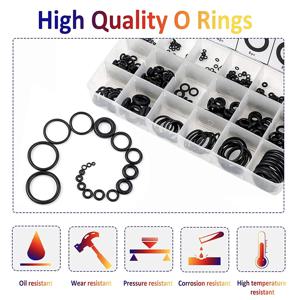 225-1225pcs 니트릴 O-링 씰링 가스켓 세트 검정색 고무 O 링 키트 수리 용 고압 부식 오일 저항 와셔
