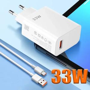 33W USB 충전기 및 6A 데이터 케이블 빠른 Charge3.0 iPhone 용 휴대 전화 어댑터 Xiaomi 13 Samsung Huawei 어댑터 고속 충전