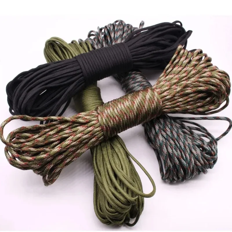 550 Paracord 5 15 30 M Dia.4mm 7 코어 코드 낙하산 로프 캠핑 액세서리 하이킹 생존을위한 야외 끈