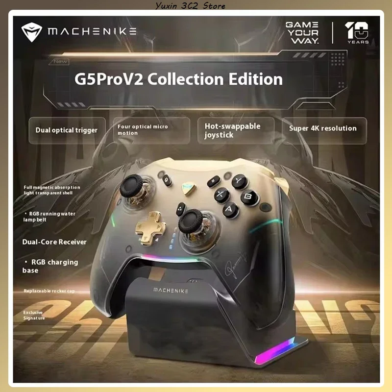 Machenike G5pro V2 Collector S Edition 광학 게임 패드 세 가지 모드 홀 조이스틱 맞춤형 제어 Pc 스팀 무선 블루투스
