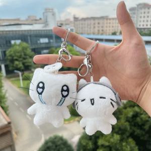 귀여운 헤드폰 새끼 고양이 커플 키 체인 미니 우는 고양이 인형 플러시 열쇠 고리 만화 개 꿀벌 가방 펜던트의 매력 배낭 장식