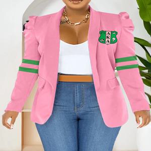 Alpha Kappa Alpha Sorority 프린트 퍼프 슬리브 블레이저